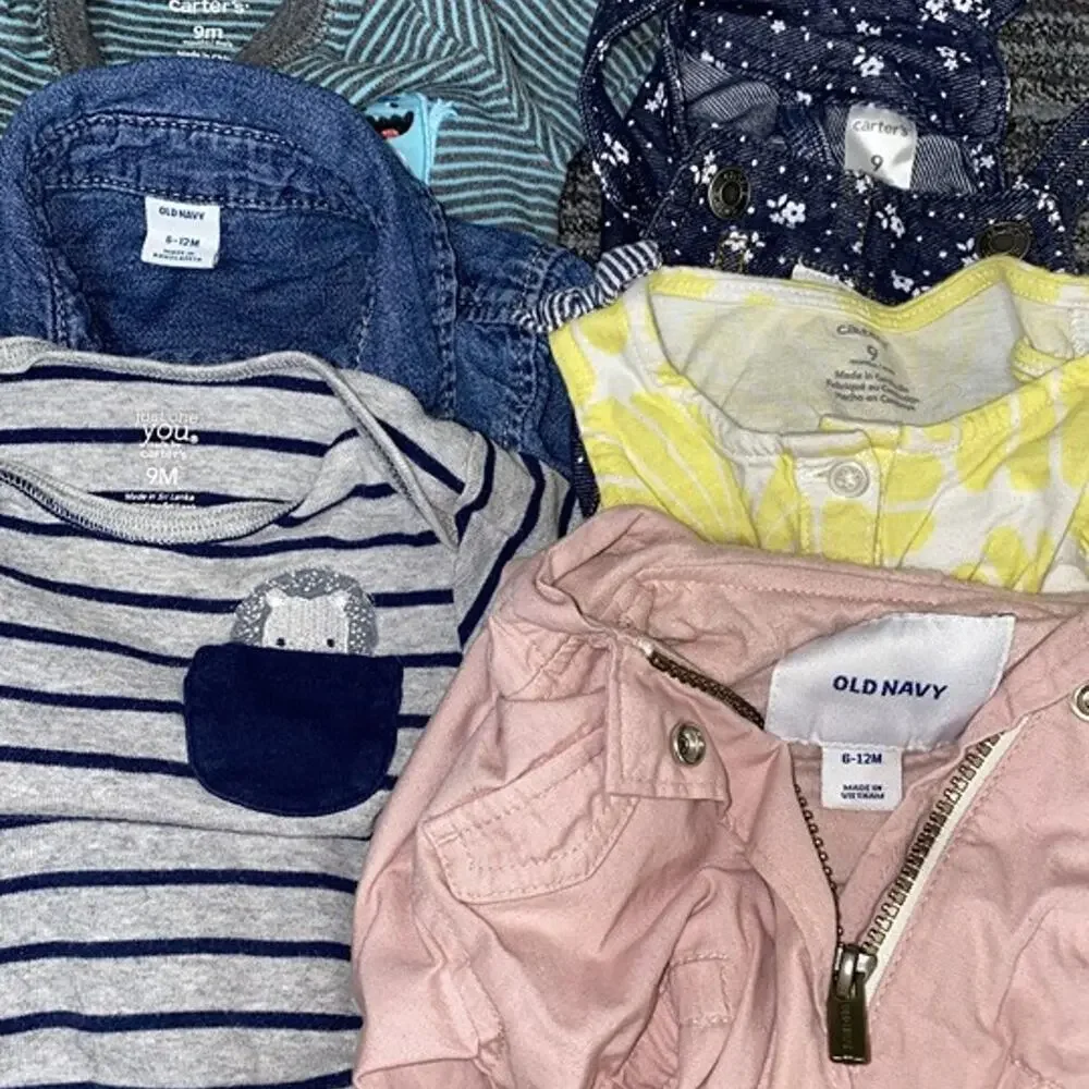 6 Piece Baby Clothing Bundle 9 Months Old Navy Carter’s Jacket Overalls Pajamas